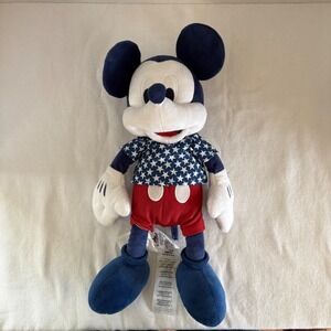 Disney Mickey Mouse Americana Plush Star Shirt Red Shorts Patriotic 14 Inch